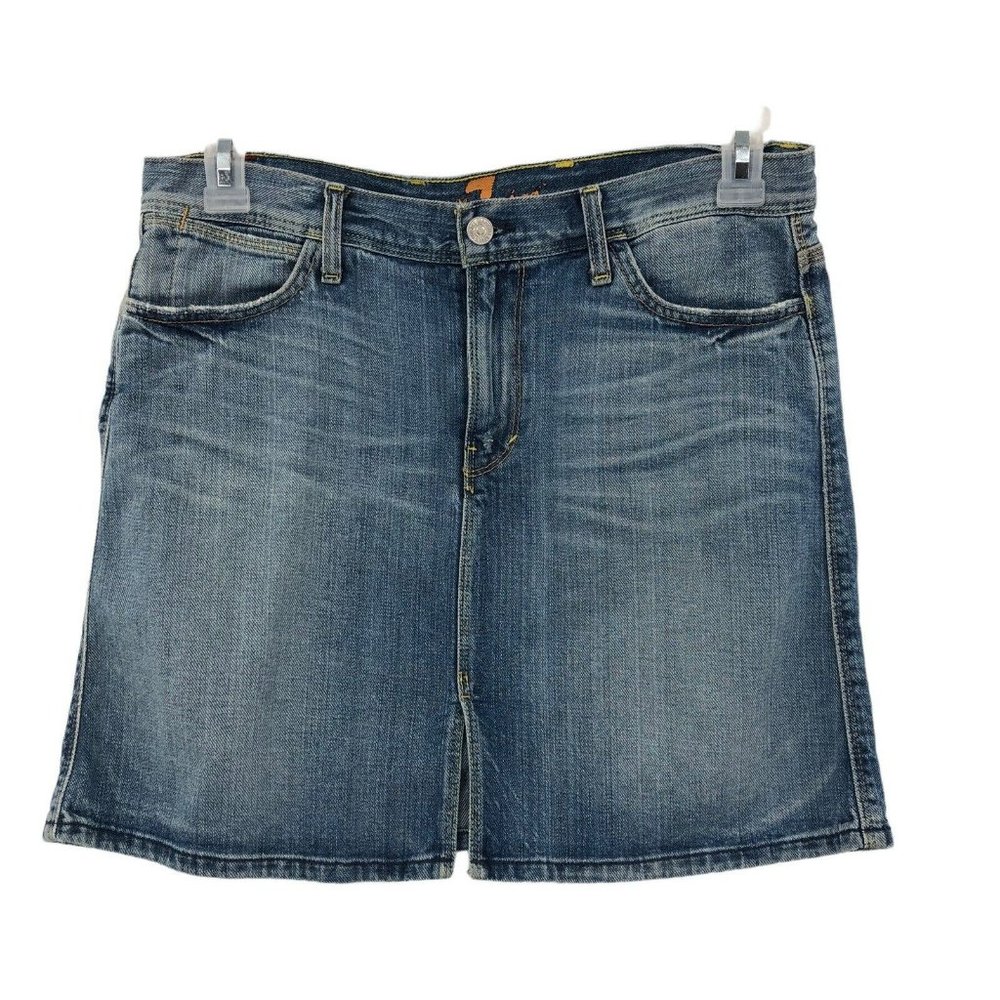 7 For All Mankind Skirt Women's Winston Blue Light Wash Denim Sz 29 7FAM